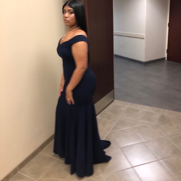 Elegant Navy Blue Dress - Picture 4 of 5
